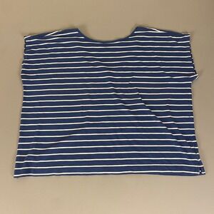 Chaps Denim T-Shirt Top Plus‎ Size 3X Blue White Striped  Relaxed Fit Casual **